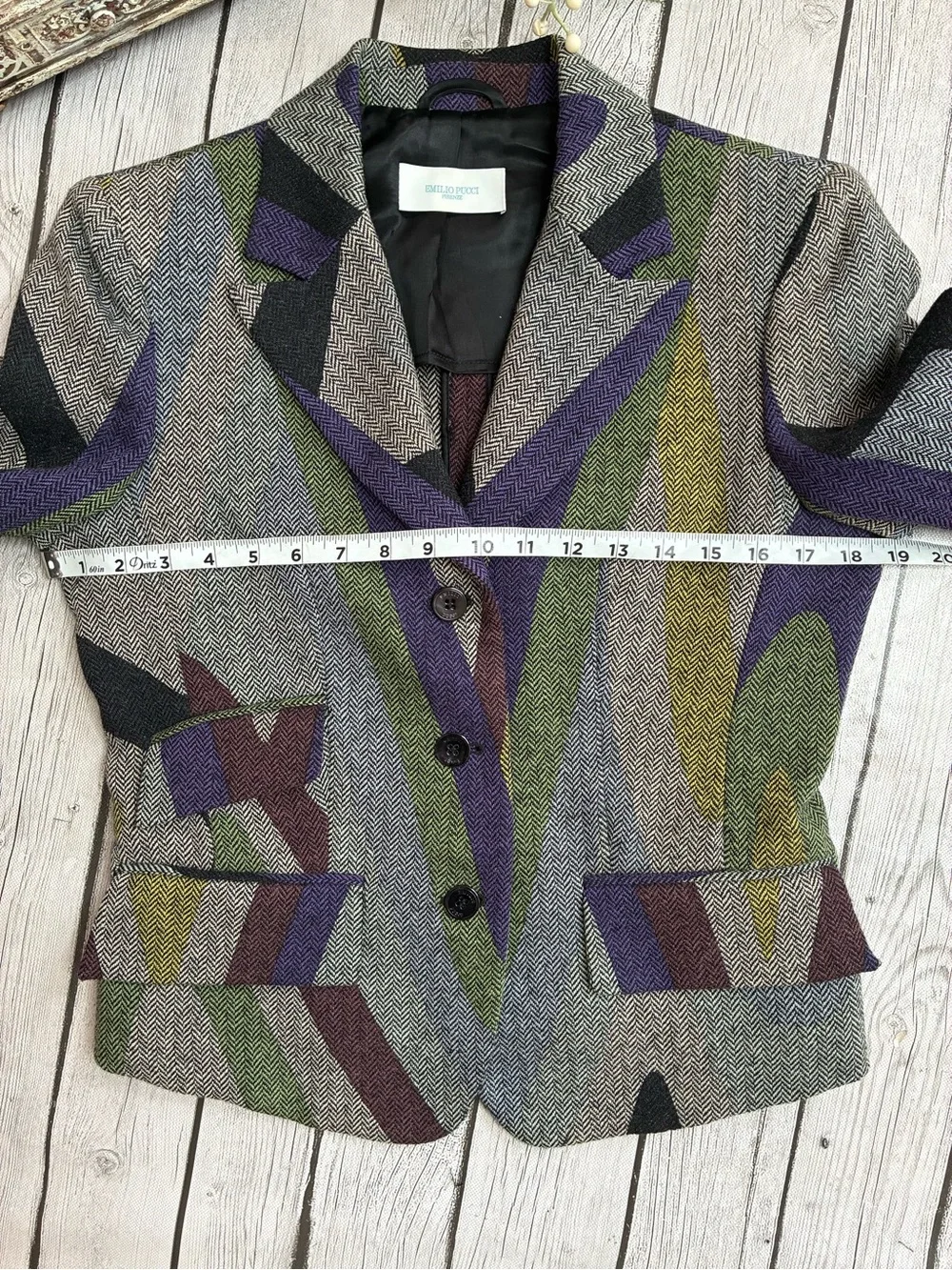 VINTAGE Emilio Pucci  Abstract Italian Wool Blazer